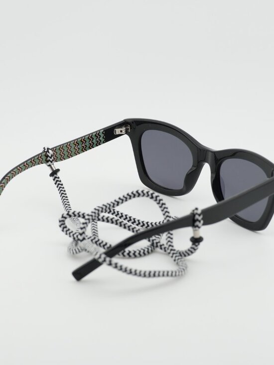 M Missoni MMI 0089/S 0807 IR Sunglasses Shiny Black Square Frame, Grey Lenses main image 4